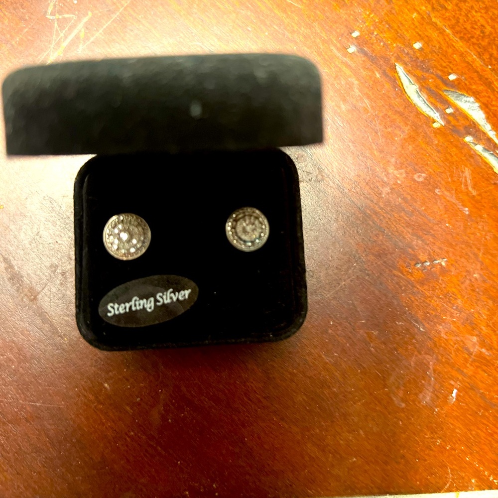 Diamond and sterling silver earrings